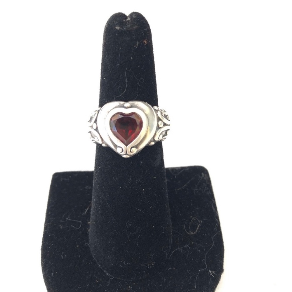 Brighton Sterling and Red heart ring. 5.75 sz.